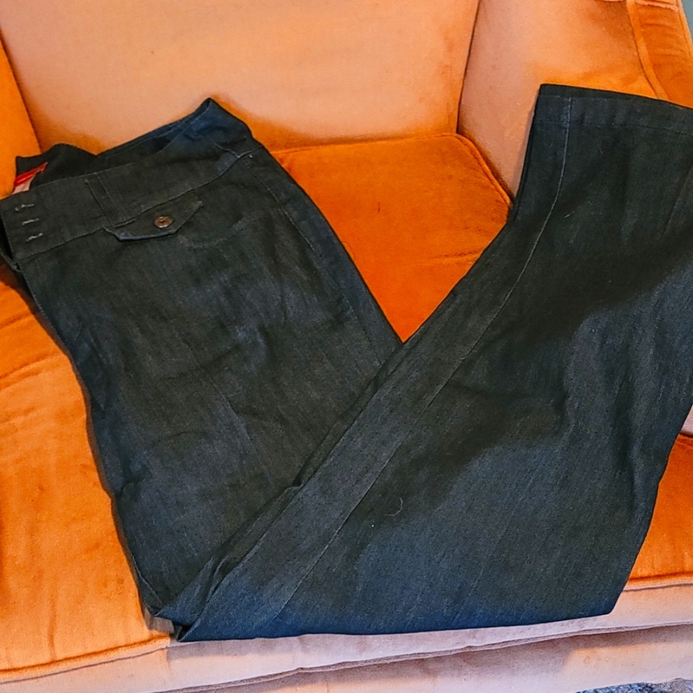 Wide leg denim trousers